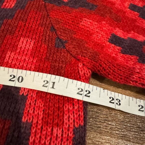 Westbound M Red & Purple Geometric Open Cardigan Sweater Duster Colorful EUC - Picture 6 of 8
